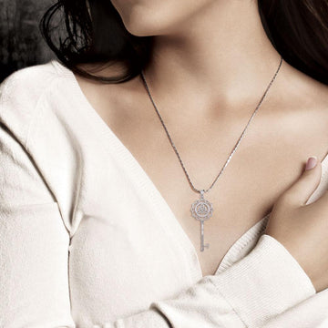 Celtic Triquetra Spiritual Enchantment Key Silver Pendant TPD5676 - Jewelry